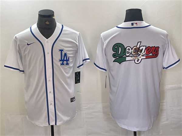 Mens Los Angeles Dodgers Team Big Logo White Cool Base Stitched Baseball Jersey->los angeles dodgers->MLB Jersey